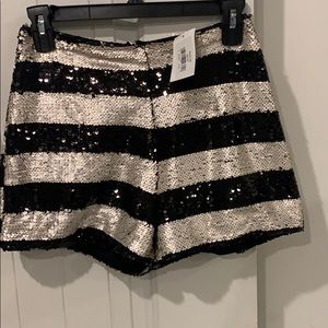 Black and white sequin shorts